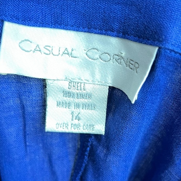 Casual Corner Womens Blue 100% linen Tunic button down vest Plus Size 14 - Picture 7 of 7